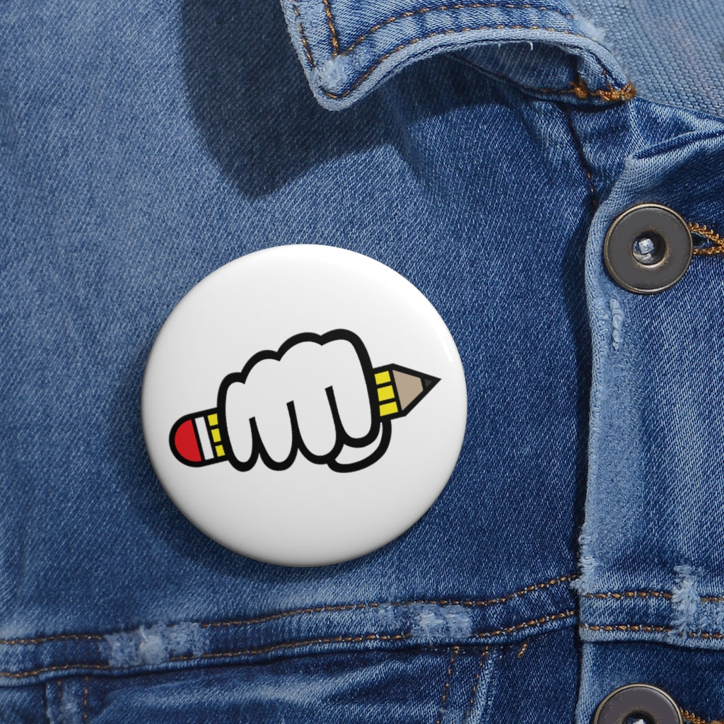 Power of Writing Button Pin (White)