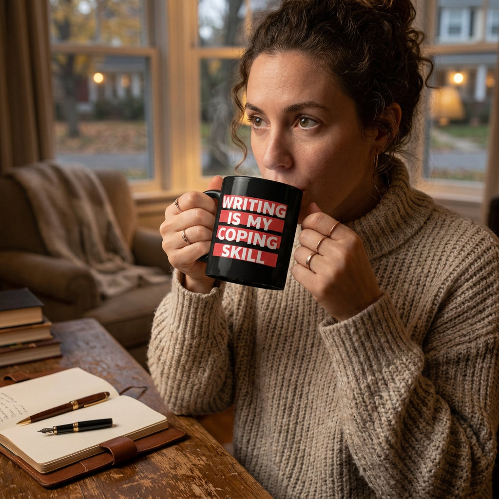Writing Is My Coping Skill - Black Mug 11oz