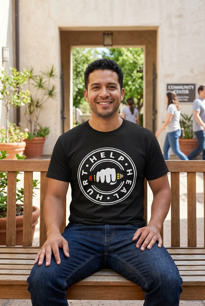 Hurt Help Heal Official T-Shirt lifestyle mockup