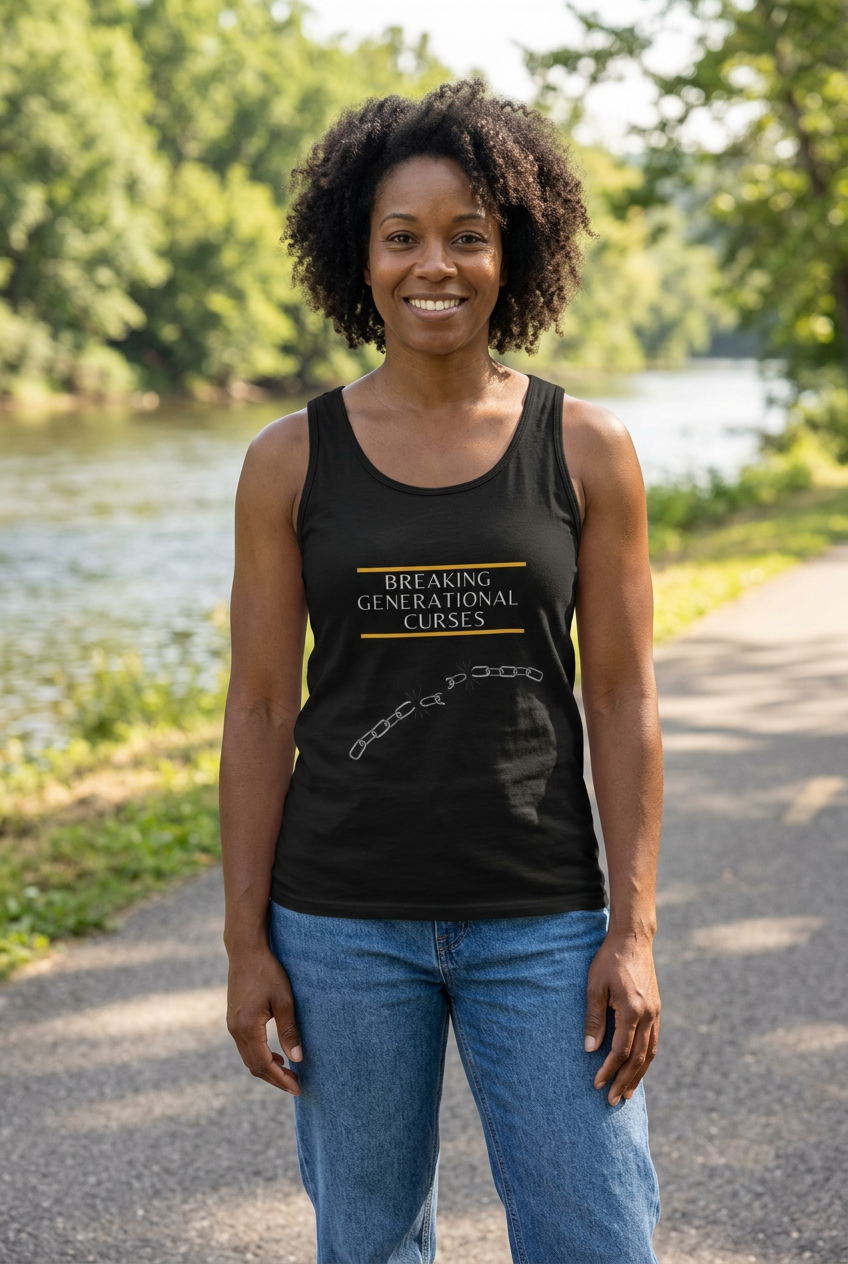 Breaking Generational Curses unisex tank human mockup