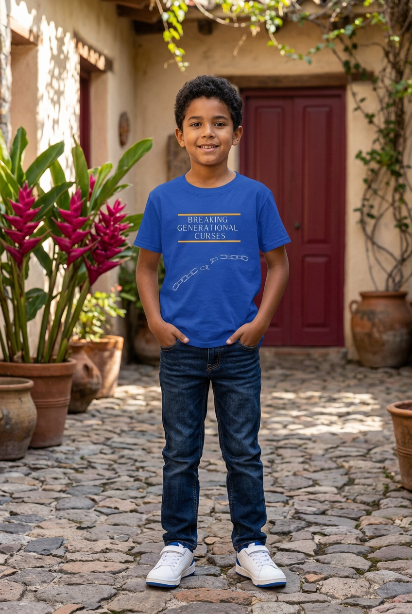 Child wearing Royal Breaking Generational Curses Kids Tee
