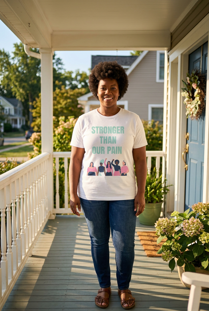 Stronger Than Our Pain T-shirt lifestyle mockup