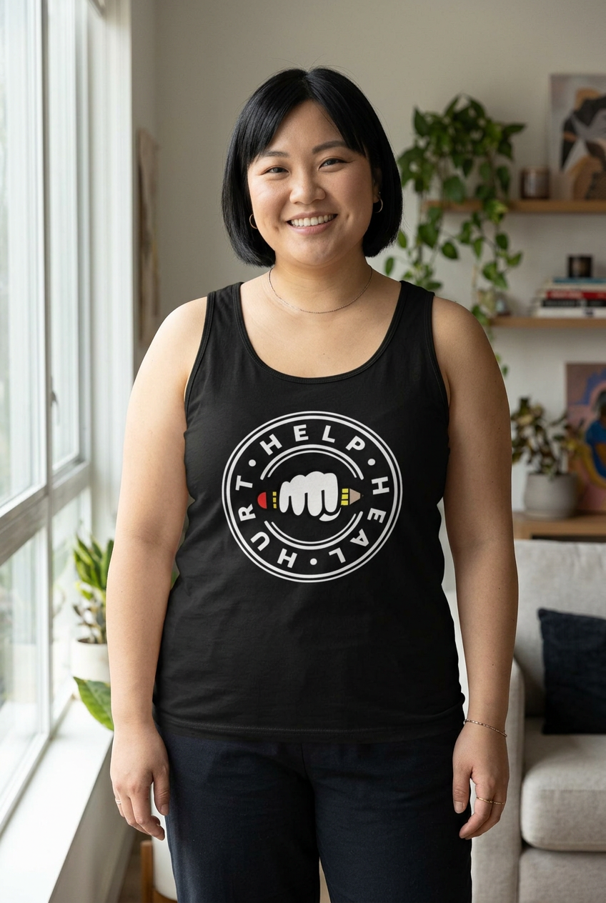 Unisex Hurt Help Heal Tank lifestyle mockup