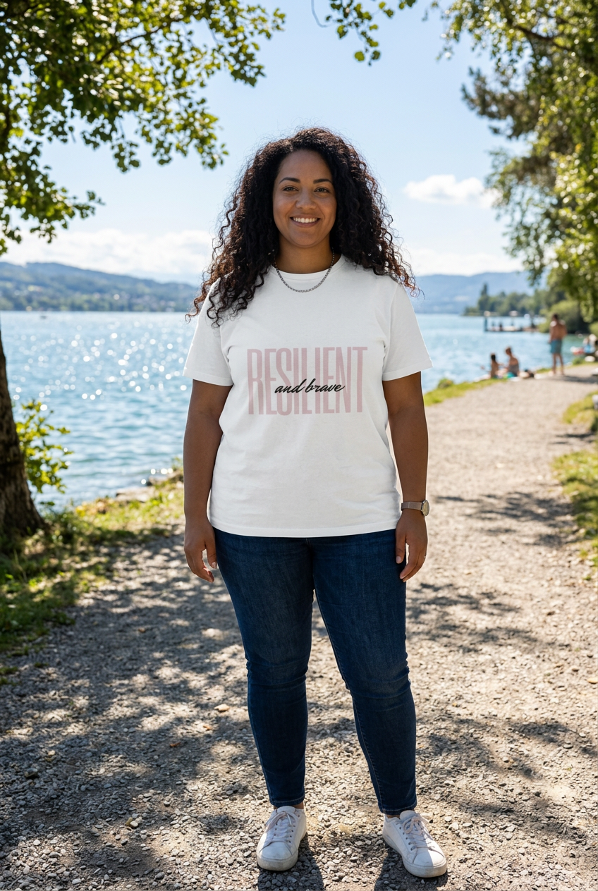 Resilient & Brave T-Shirt lifestyle mockup