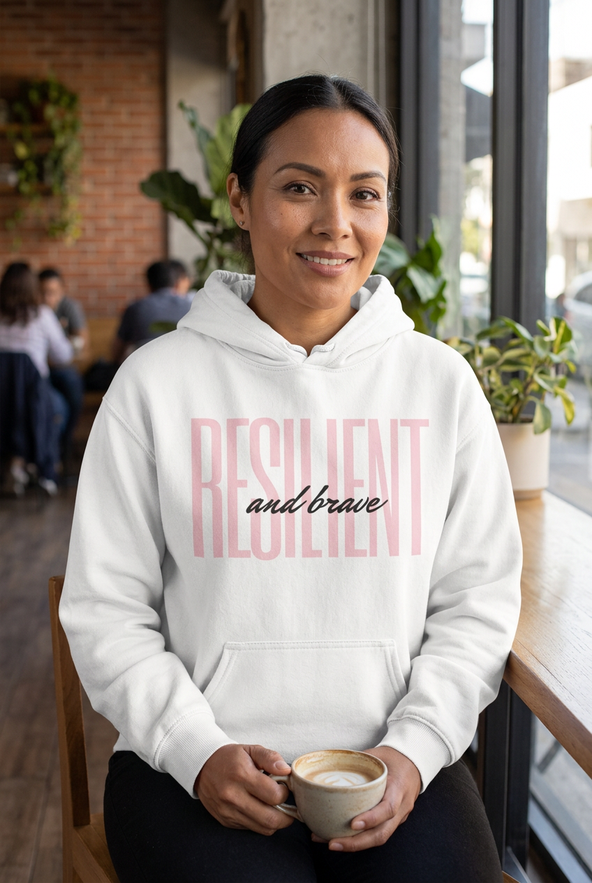 Resilient and Brave hoodie mockup
