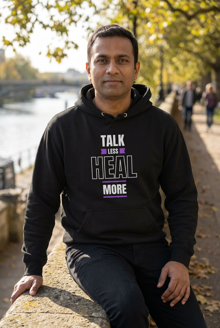 Talk Less Heal More hoodie mockup
