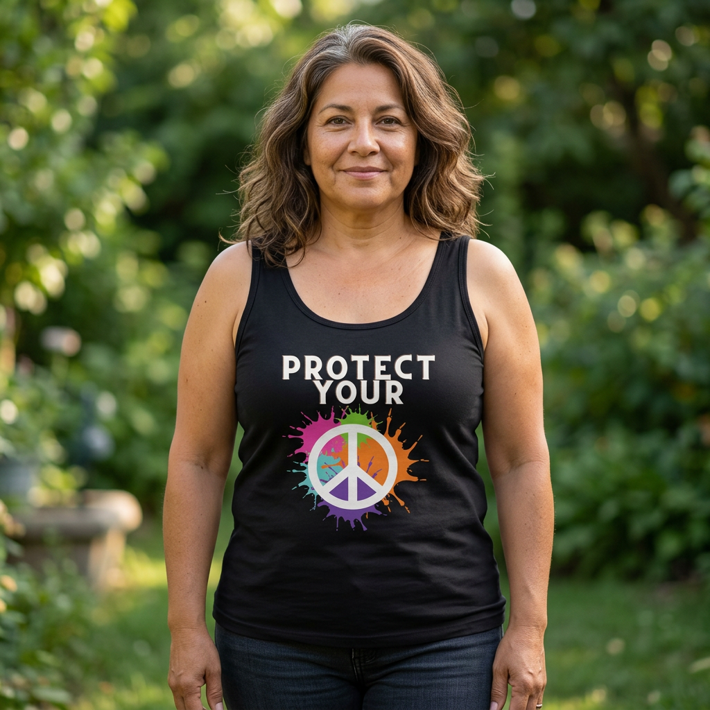 Woman modeling the Protect Your Peace tank top