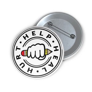Hurt Help Heal Official - Button Pin (White)