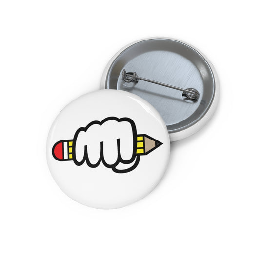 Power of Writing Button Pin (White)