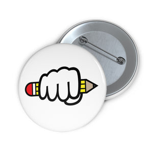 Power of Writing Button Pin (White)