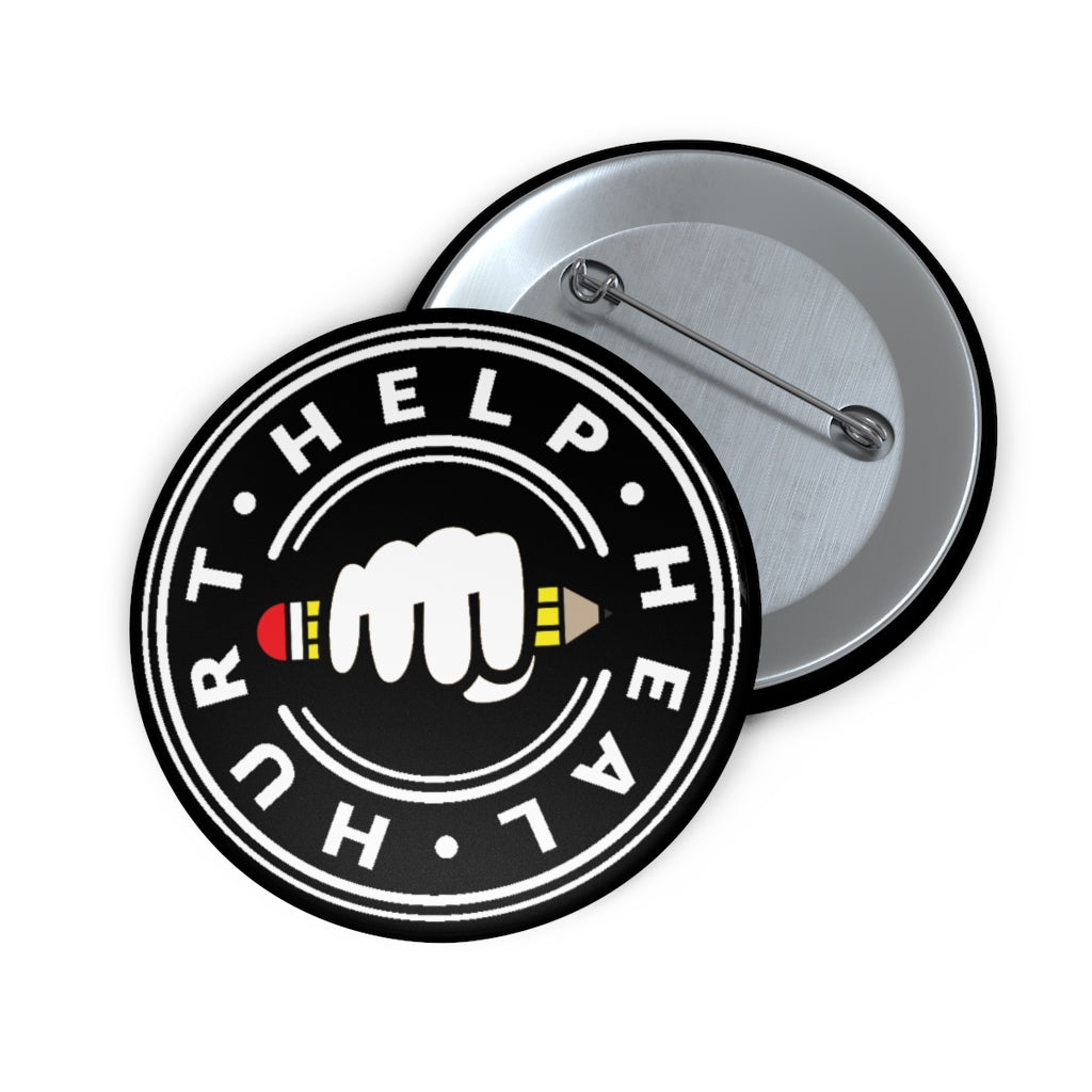 Hurt Help Heal Official - Button Pin (Black)