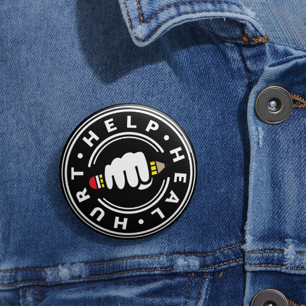 Hurt Help Heal Official - Button Pin (Black)