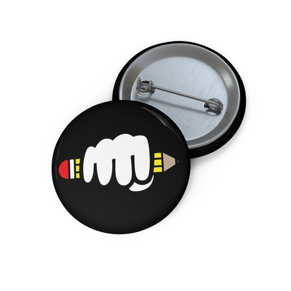 Power of Writing Button Pin (Black)