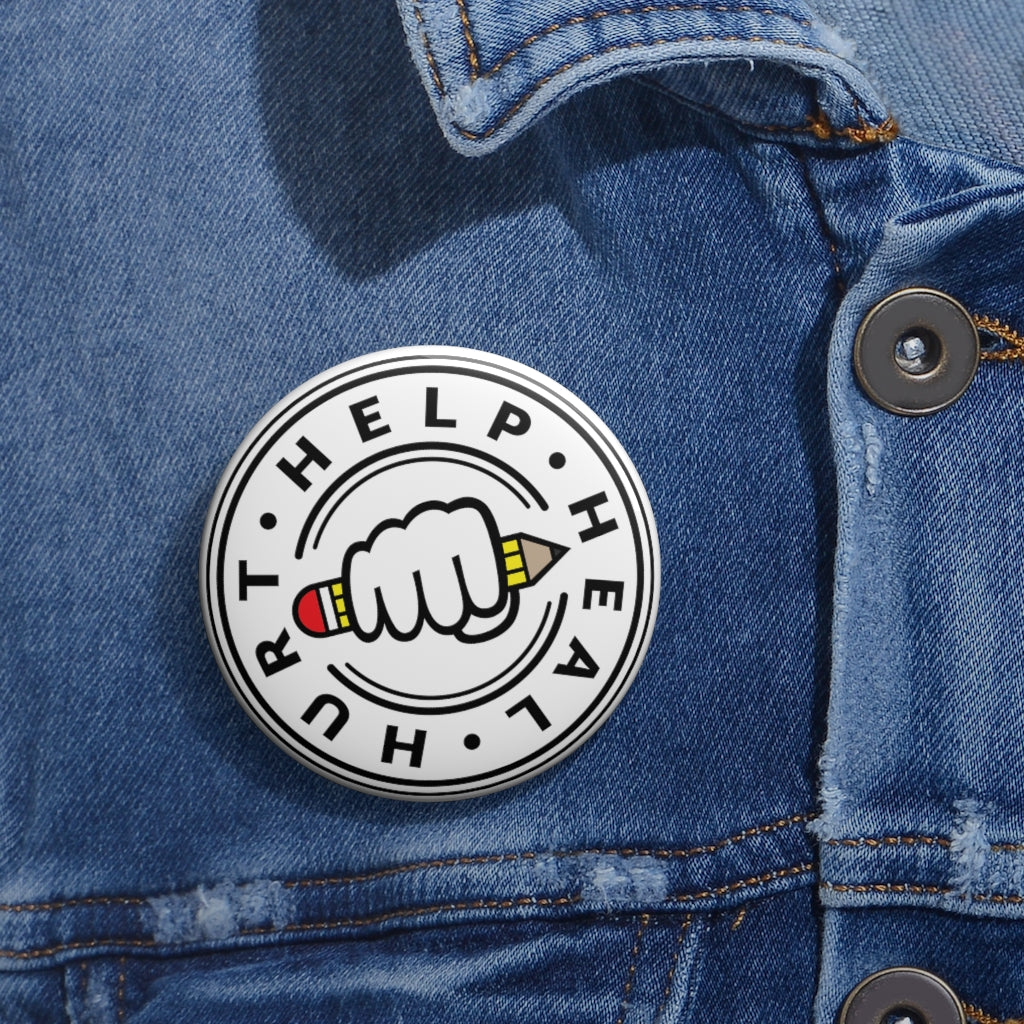 Hurt Help Heal Official - Button Pin (White)