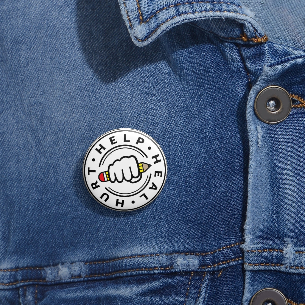 Hurt Help Heal Official - Button Pin (White)