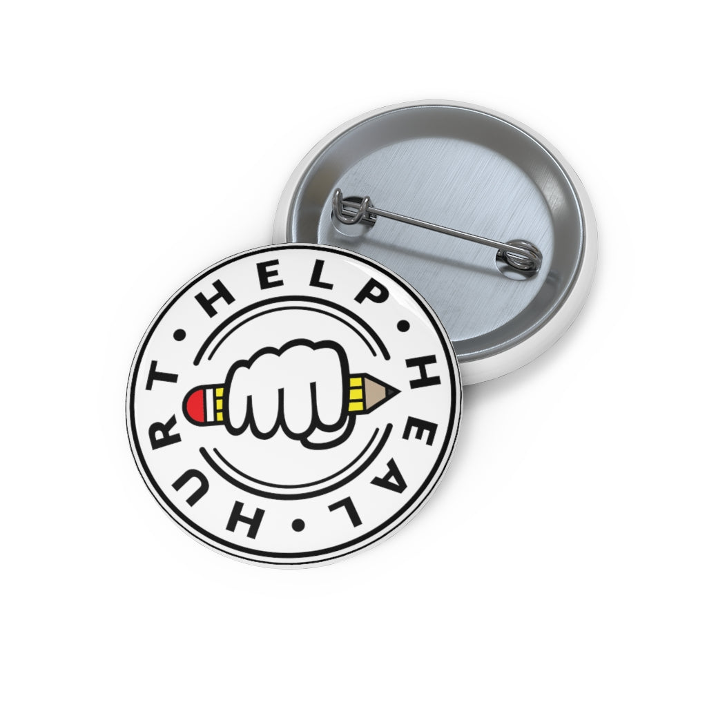 Hurt Help Heal Official - Button Pin (White)
