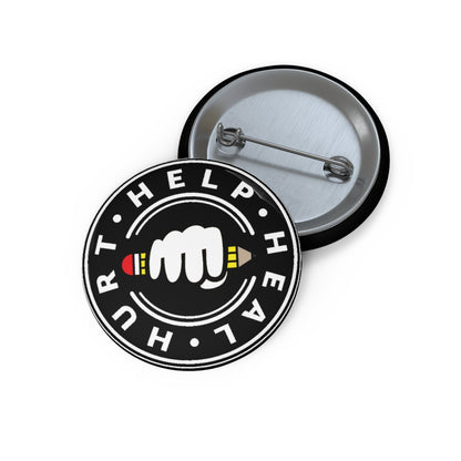 Hurt Help Heal Official - Button Pin (Black)
